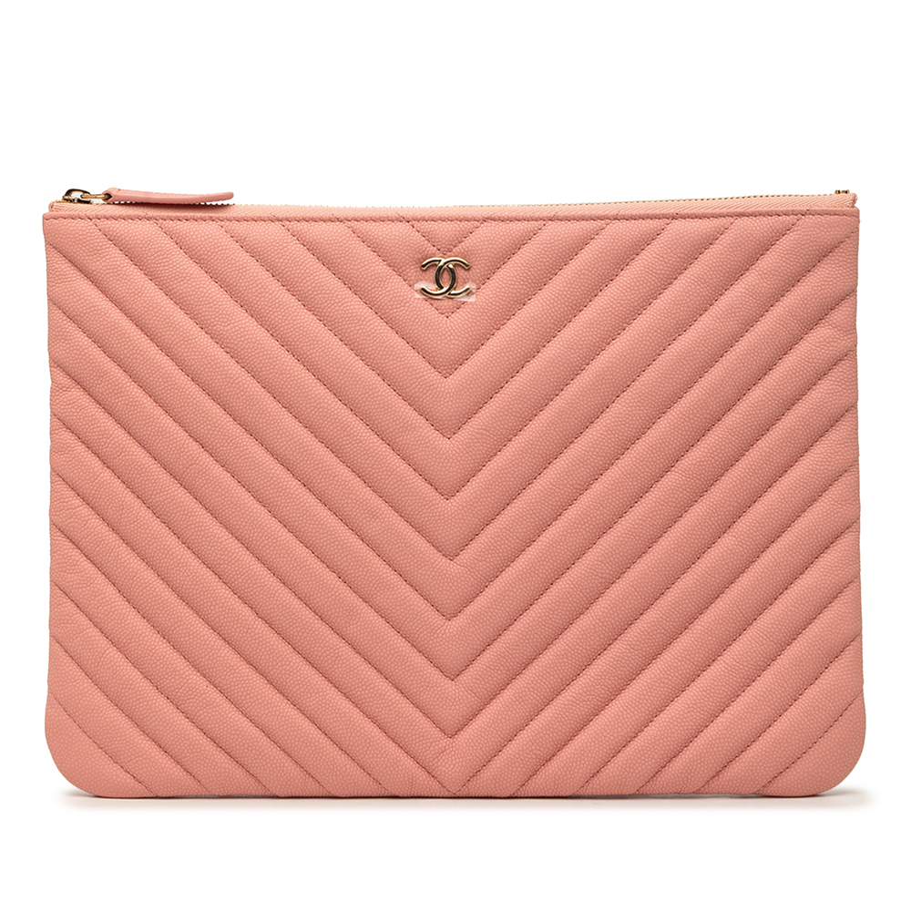 Pre-Loved Chanel Medium CC Chevron Caviar O Case Clutch